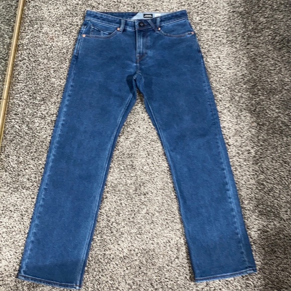 Dark Indigo Blue Volcom Denim Jeans Regular Fit - Picture 5 of 6